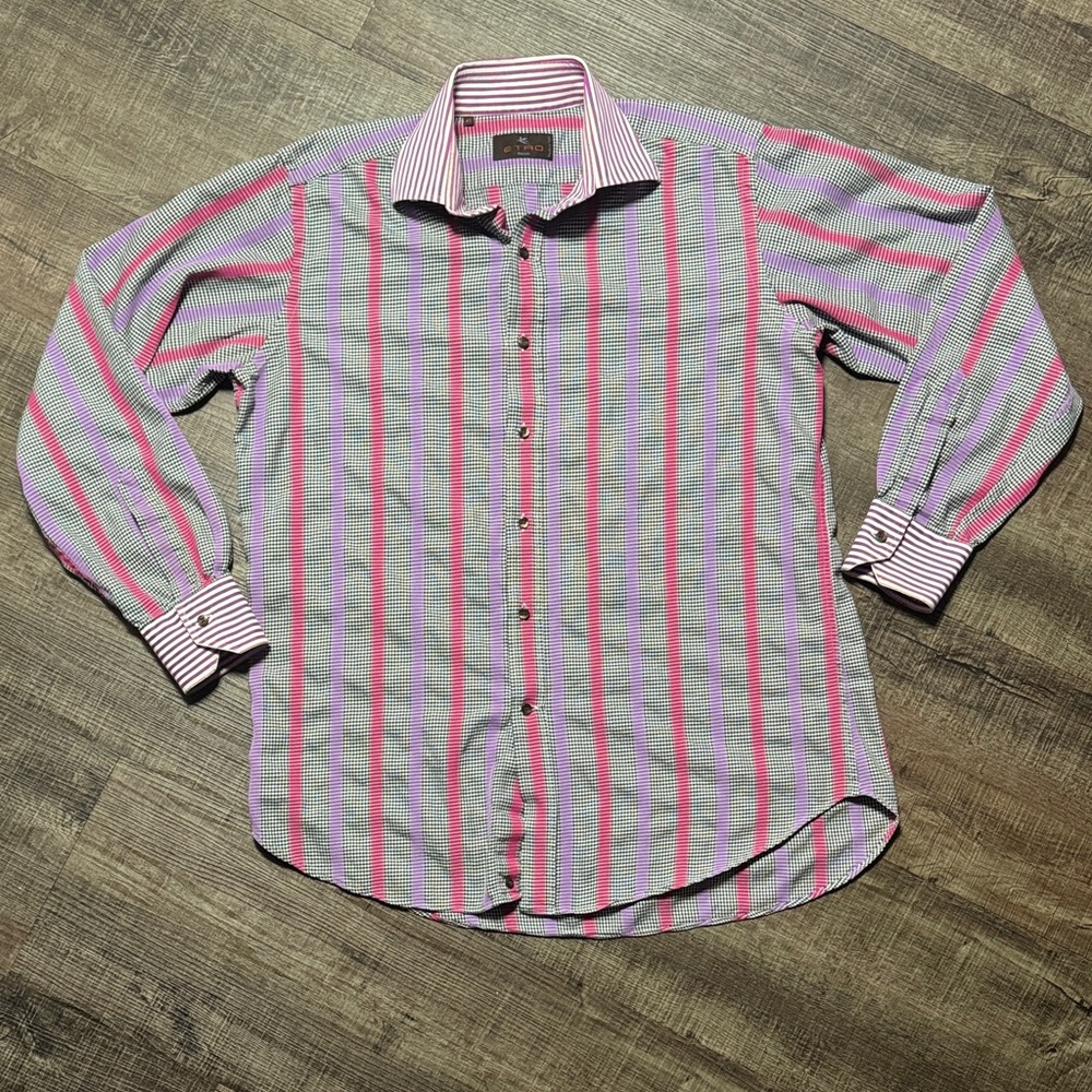 Striped Pink and Gray Men's Shirt
